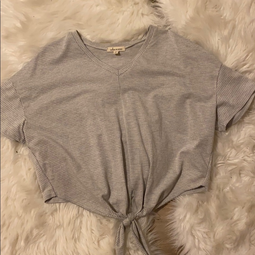 Gingham cropped tee, worn like once!